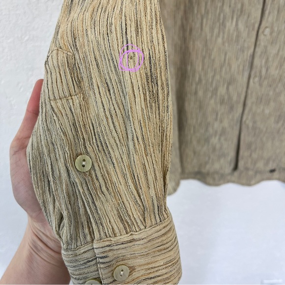 Jhane Barnes 100% Cotton Neutral Button Down Collarless Large - Picture 9 of 9